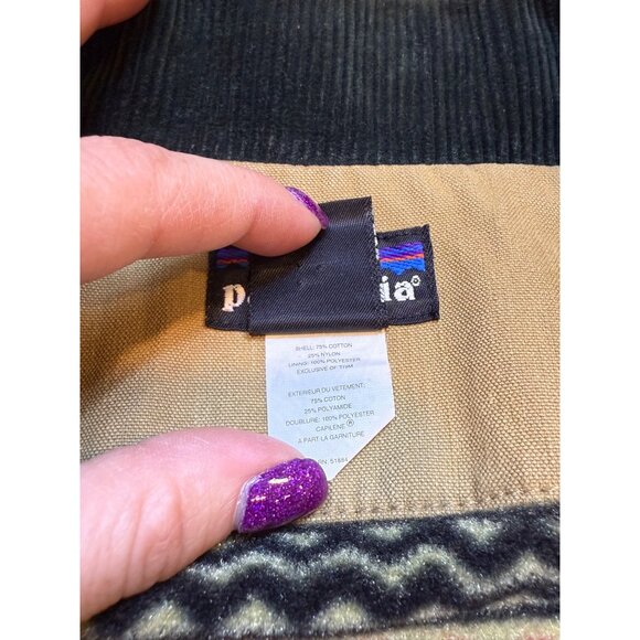 Vintage Patagonia Mens Medium Nuevo Range Coat Corduroy Collar Aztec Fleece Line - Picture 5 of 14